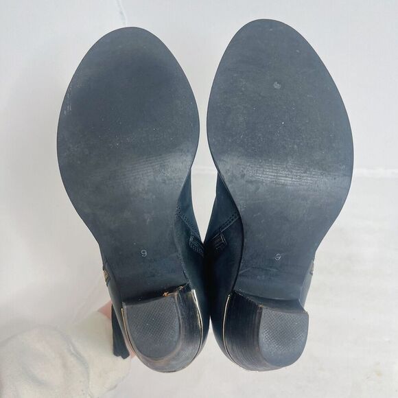 Steve Madden Wantagh Black Leather Suede Booties Ankle Boots Size 9 - Picture 8 of 13